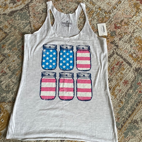 Tops - Large mason jar patriotic tank top